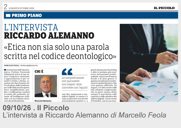 09/10/26 . Il Piccolo . L’intervista a Riccardo Alemanno di Marcello Feola