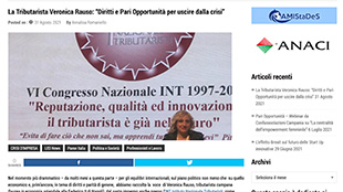 31/08/21 Ledmagazine.it : La Tributarista Veronica Rauso: “Diritti e Pari Opportunità per uscire dalla crisi